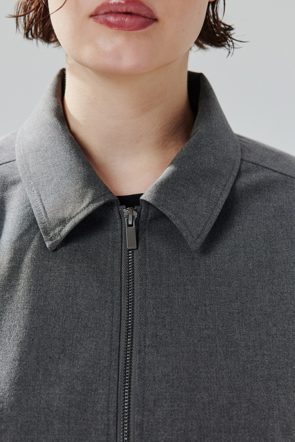 Жакет-бомбер на молнии - цвет серый - 5