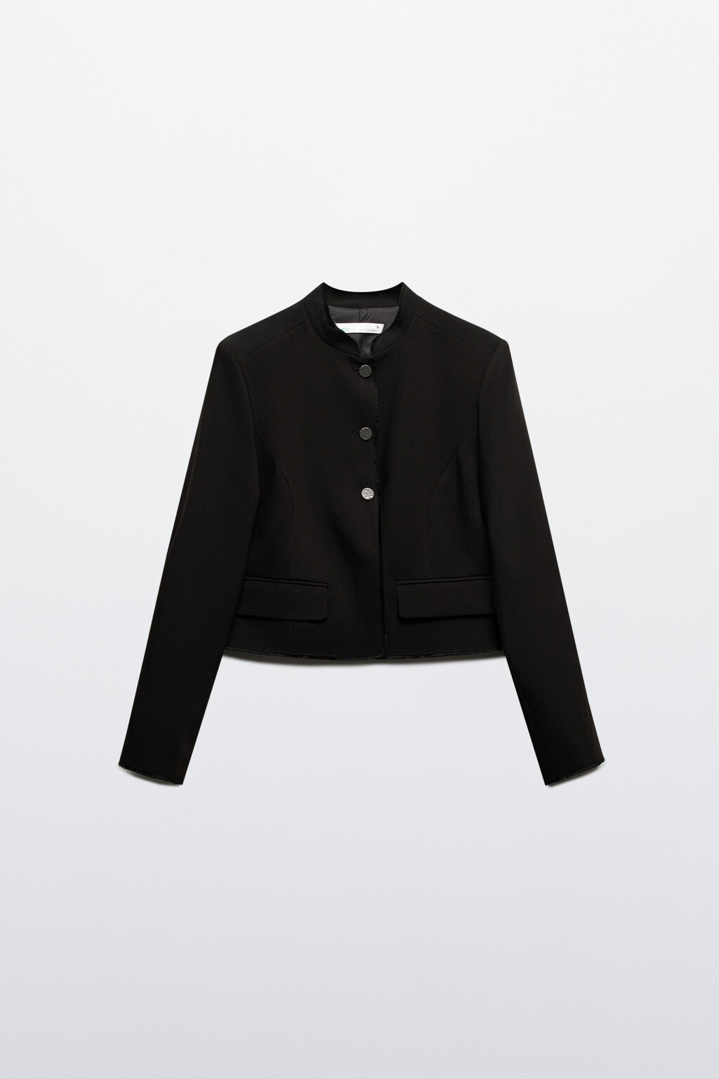 Жакет-бомбер укороченный на пуговицах - цвет черный - 8