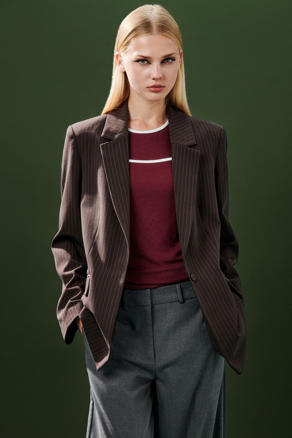 Пиджак классический однобортный - цвет коричневый - 1