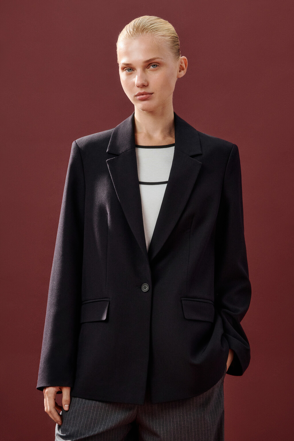 Пиджак классический однобортный - цвет черный - 4