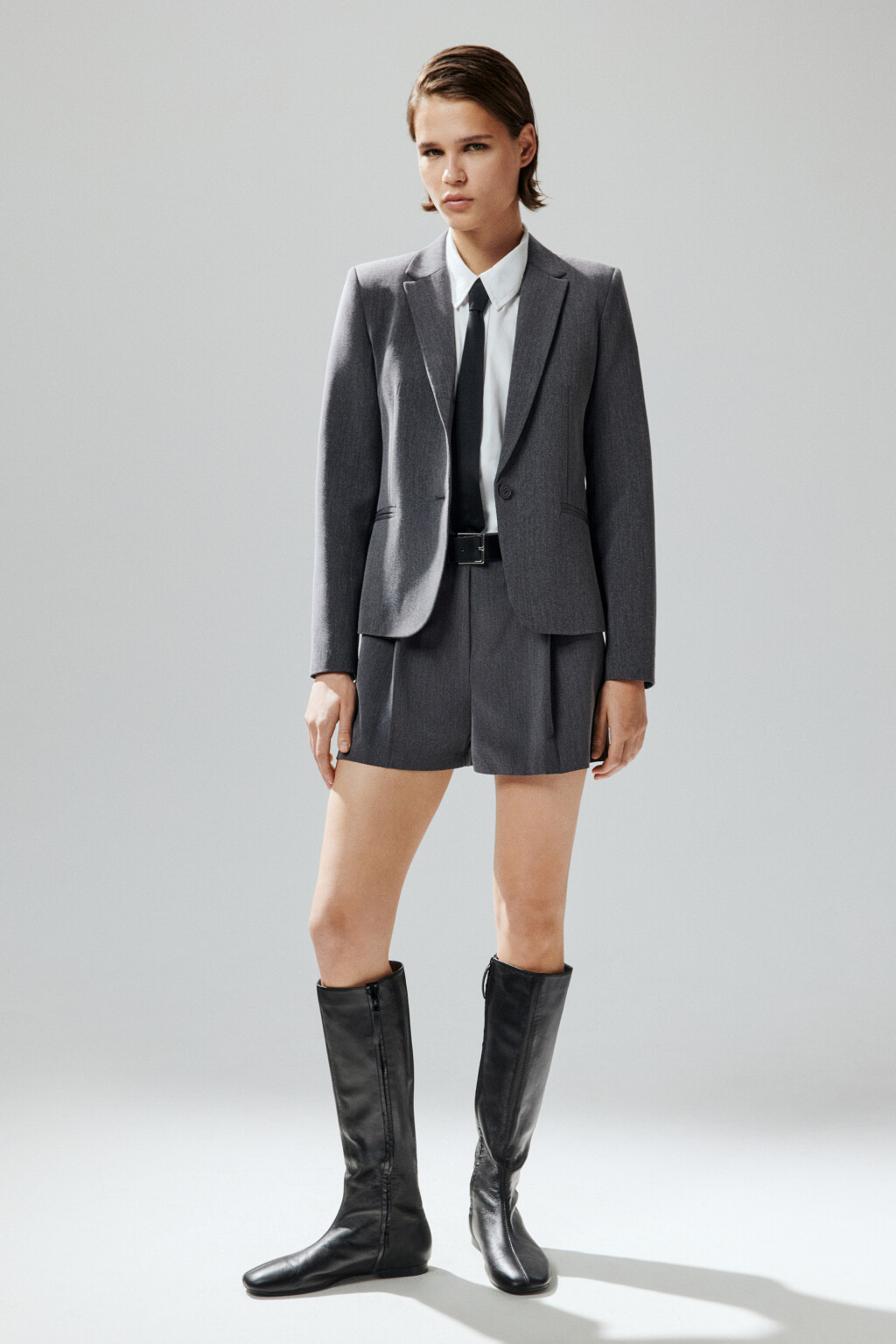 Пиджак короткий приталенный - цвет серый - 5