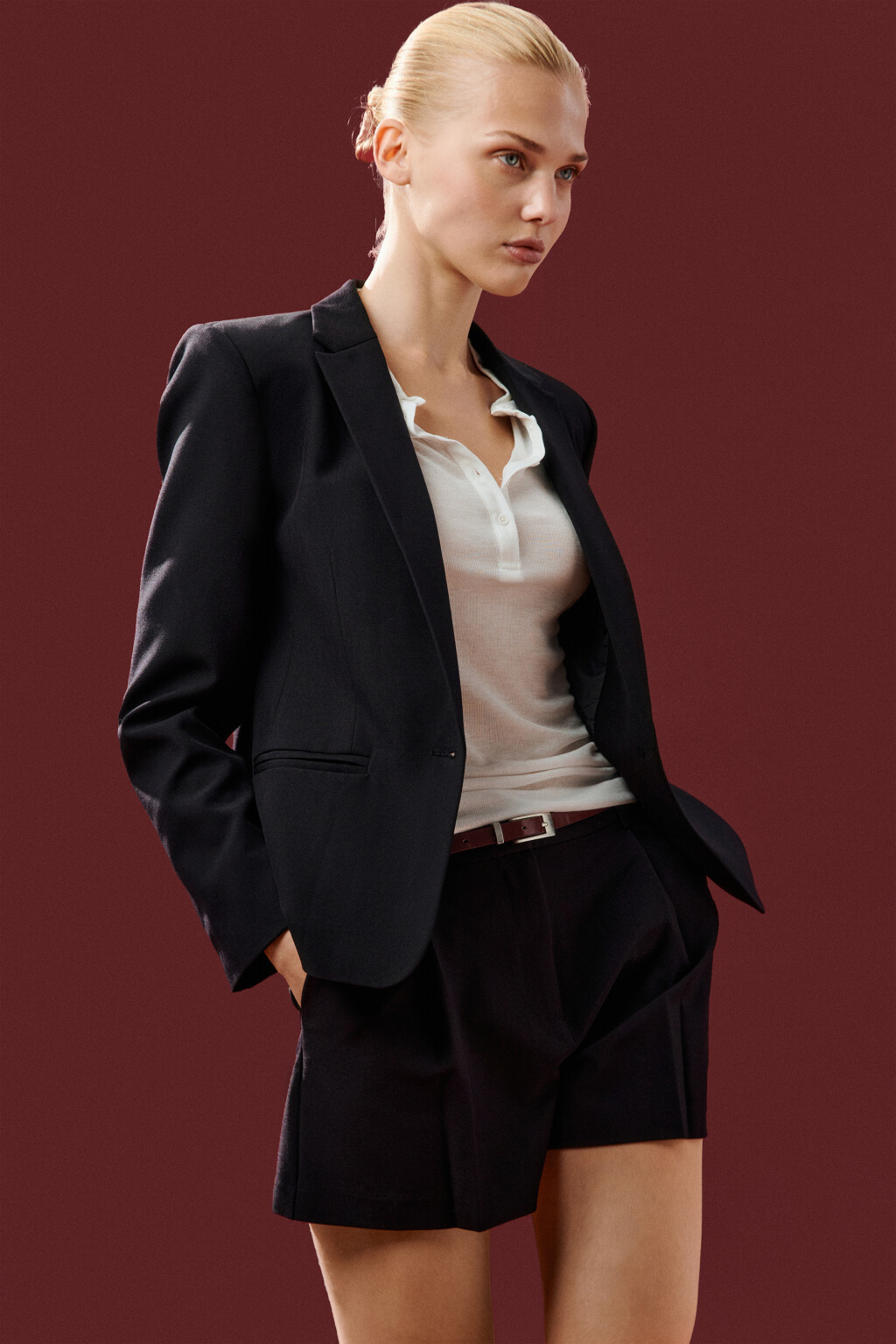 Пиджак короткий приталенный - цвет черный - 2