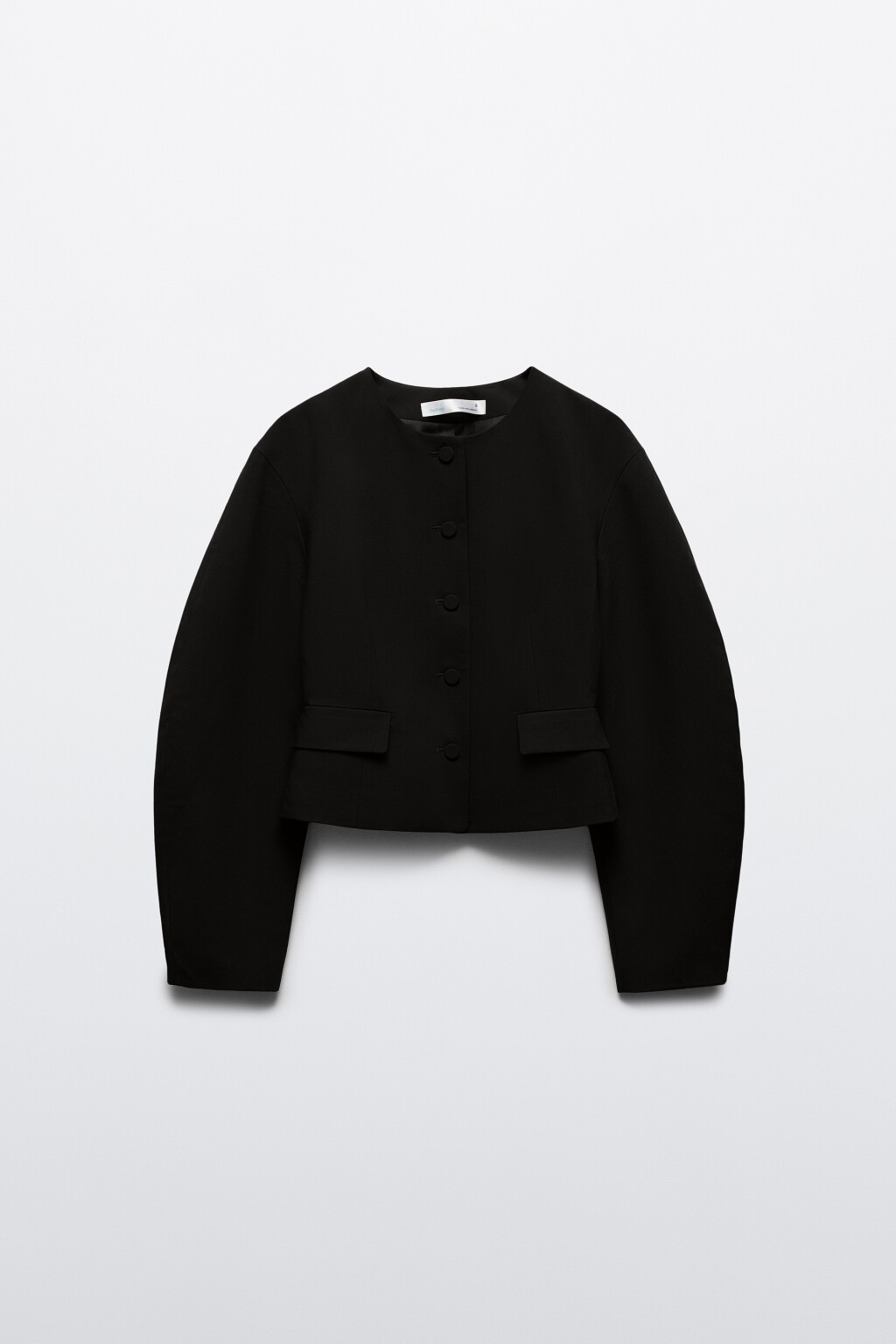 Жакет приталенный с объемными рукавами - цвет черный - 8