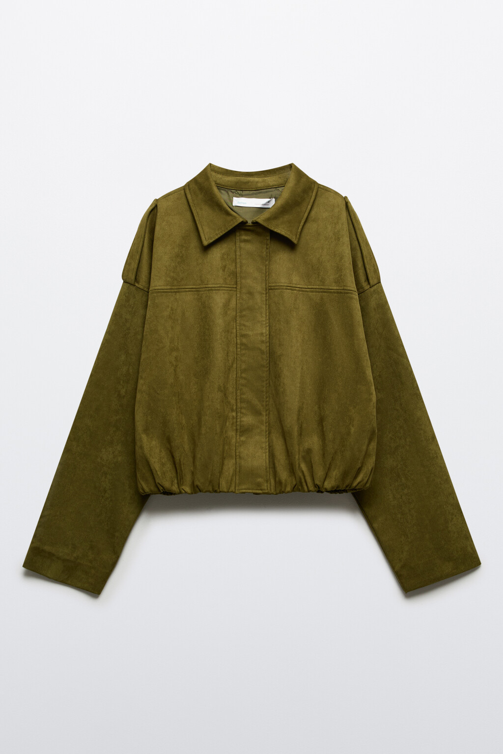 Жакет-бомбер с замшевой фактурой - цвет зеленый - 10