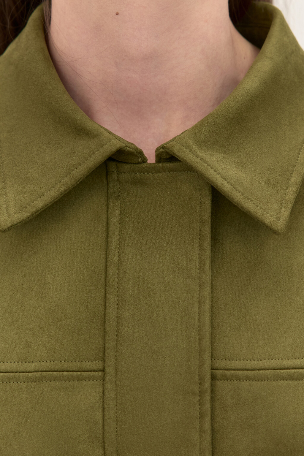 Жакет-бомбер с замшевой фактурой - цвет зеленый - 7