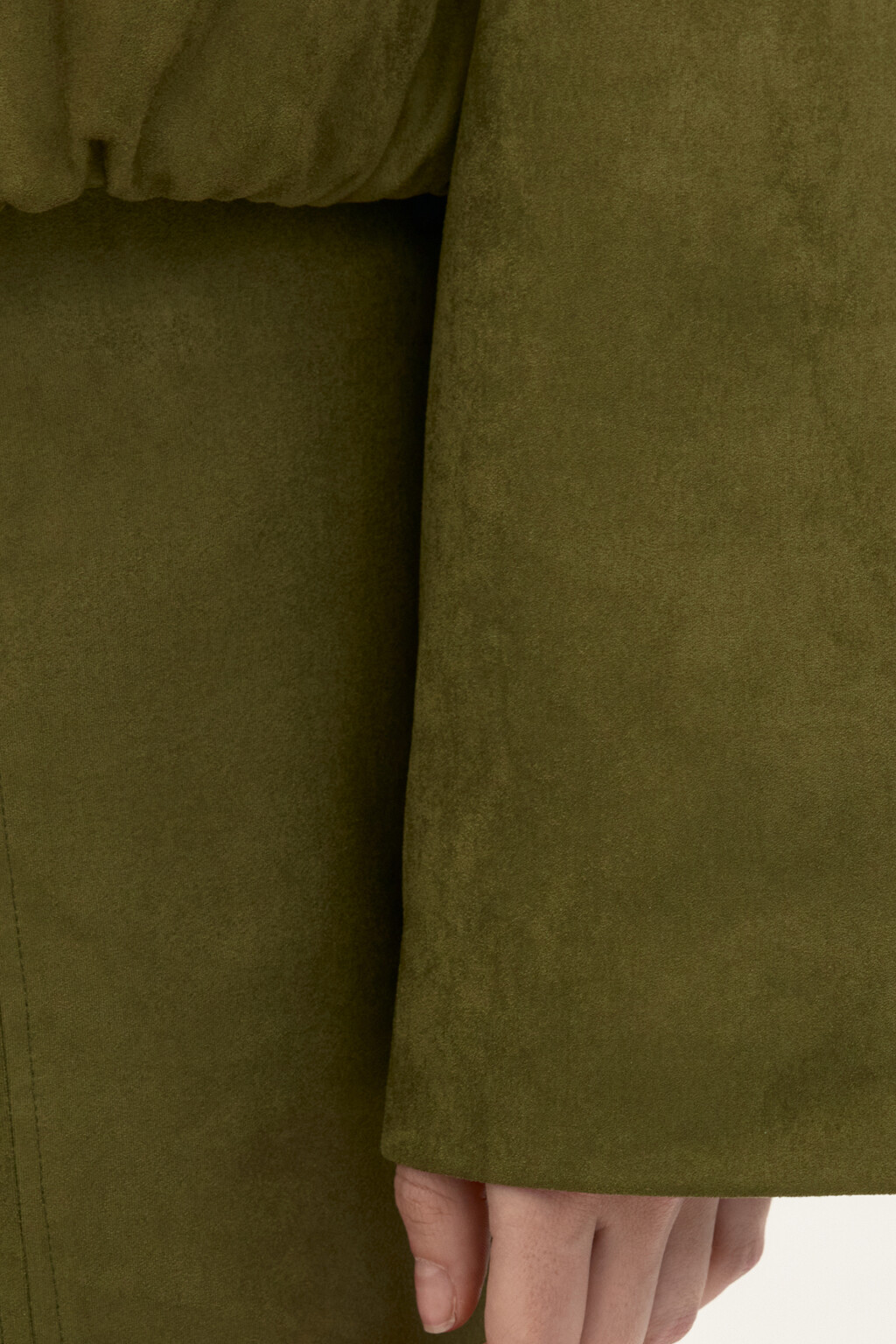 Жакет-бомбер с замшевой фактурой - цвет зеленый - 8