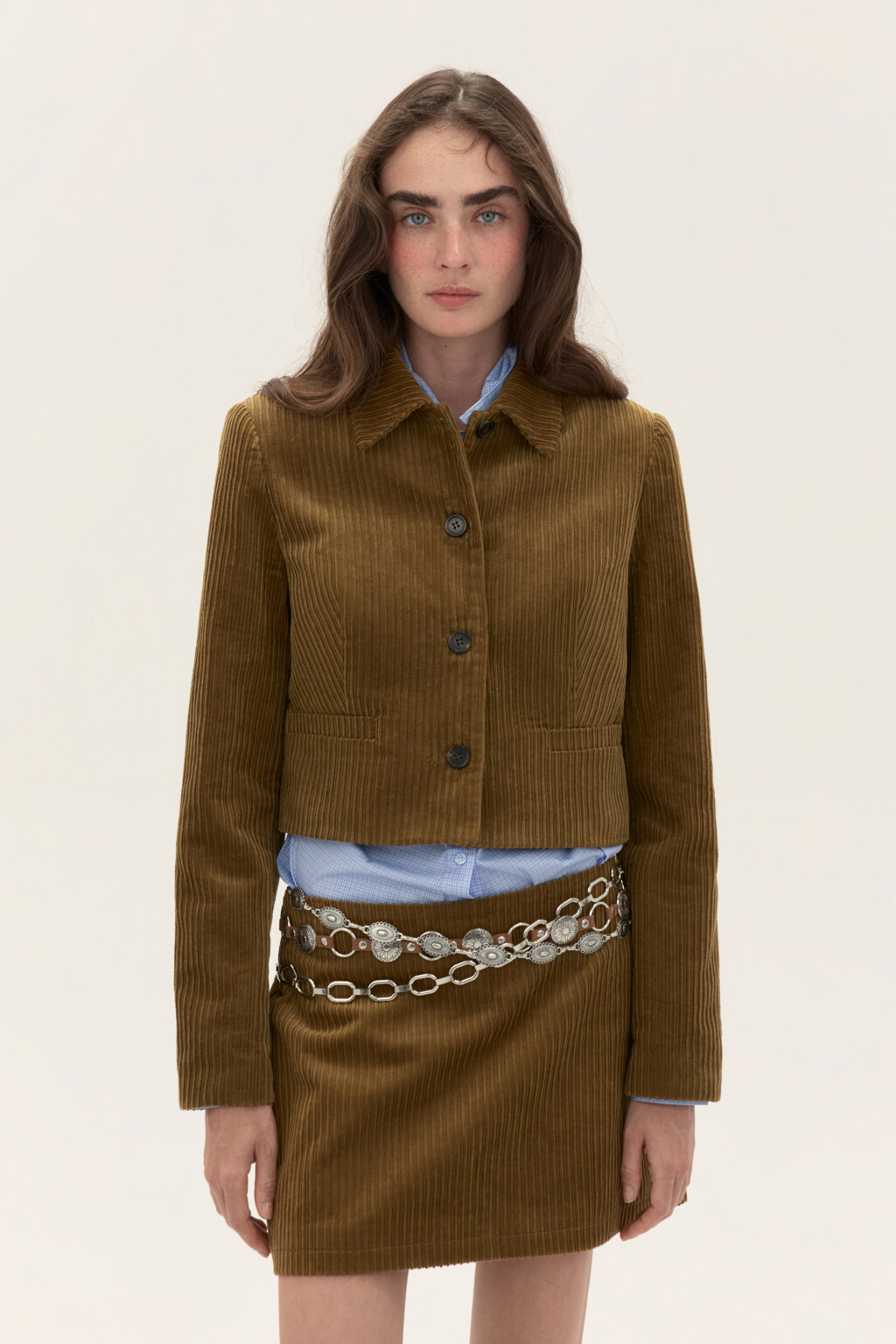 Жакет короткий с отложным воротником - цвет зеленый - 2