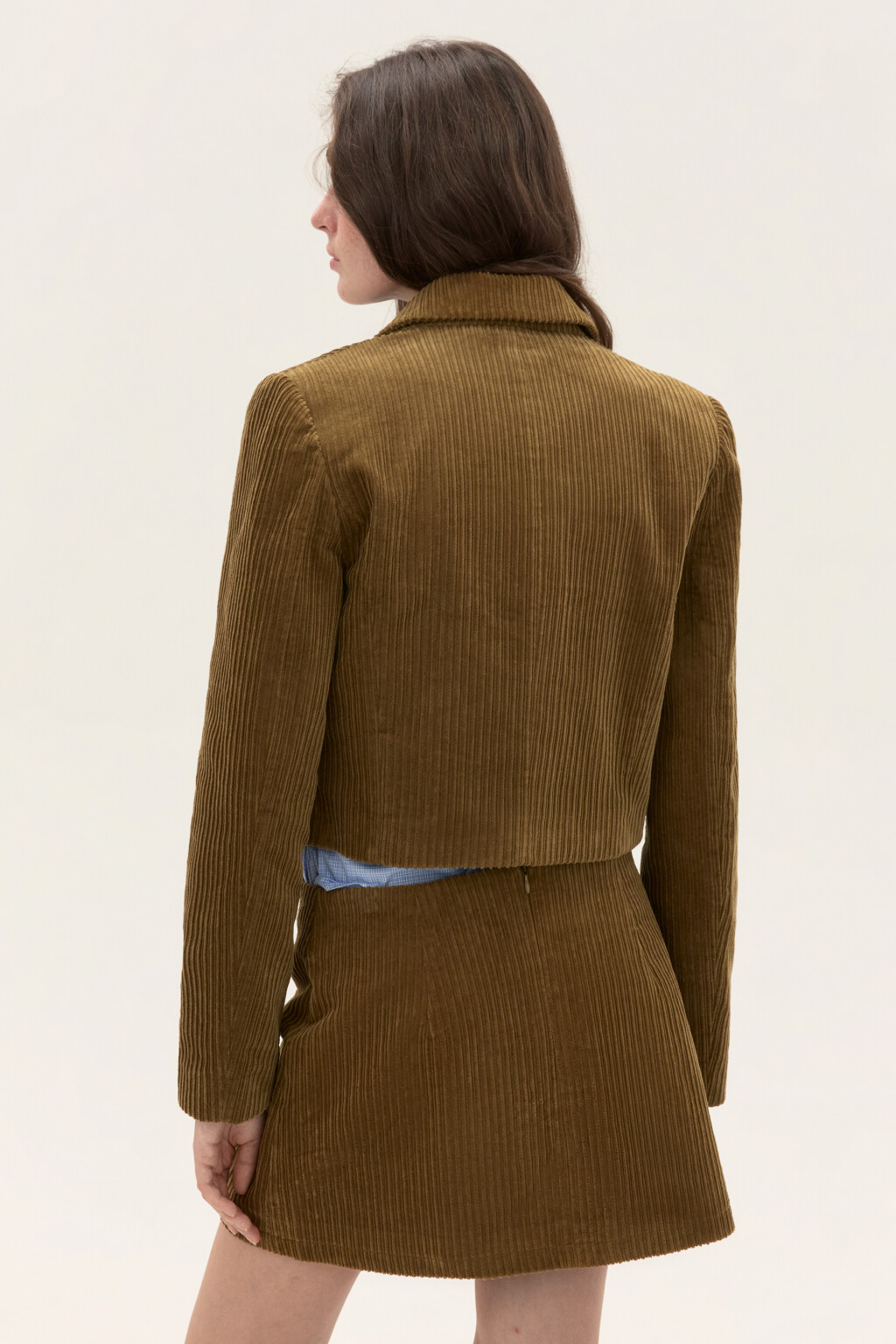 Жакет короткий с отложным воротником - цвет зеленый - 3