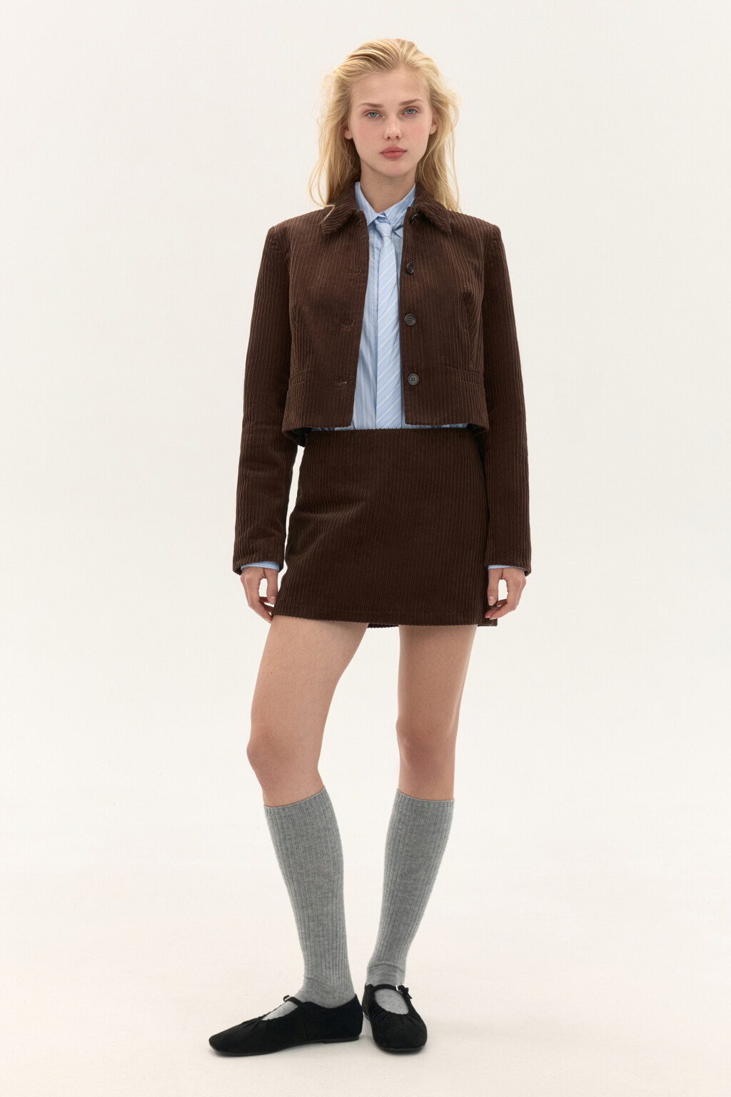 Жакет короткий с отложным воротником - цвет коричневый - 4