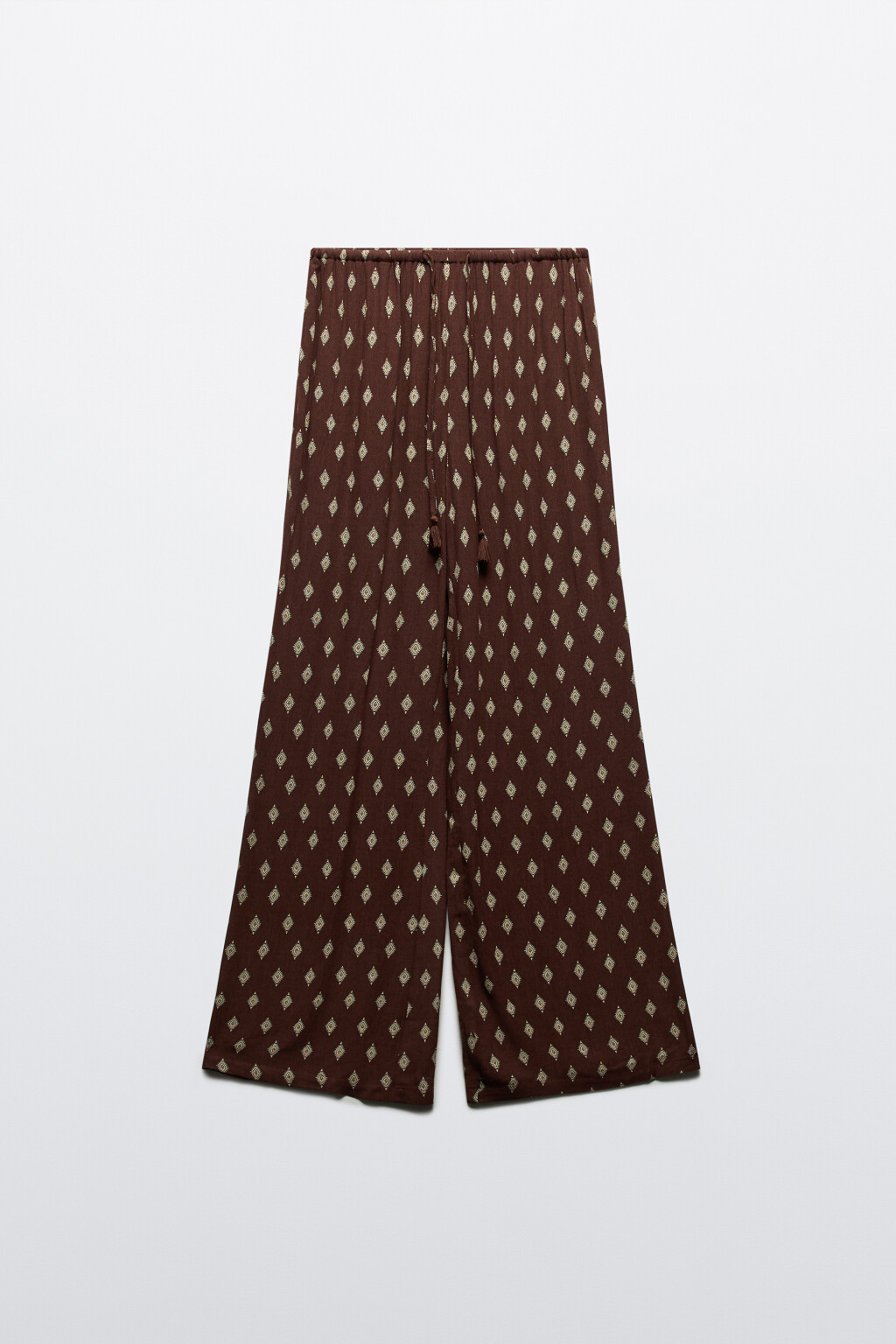 Брюки-палаццо вискозные с принтом - цвет коричневый - 7
