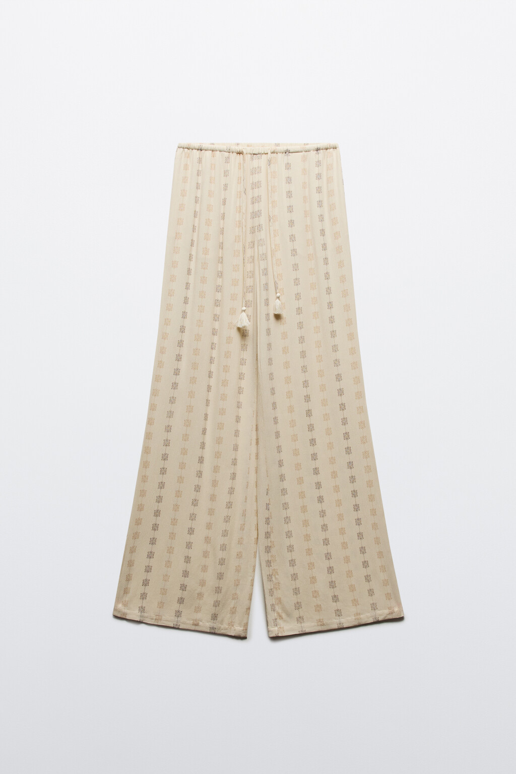 Брюки-палаццо вискозные с принтом - цвет бежевый - 7