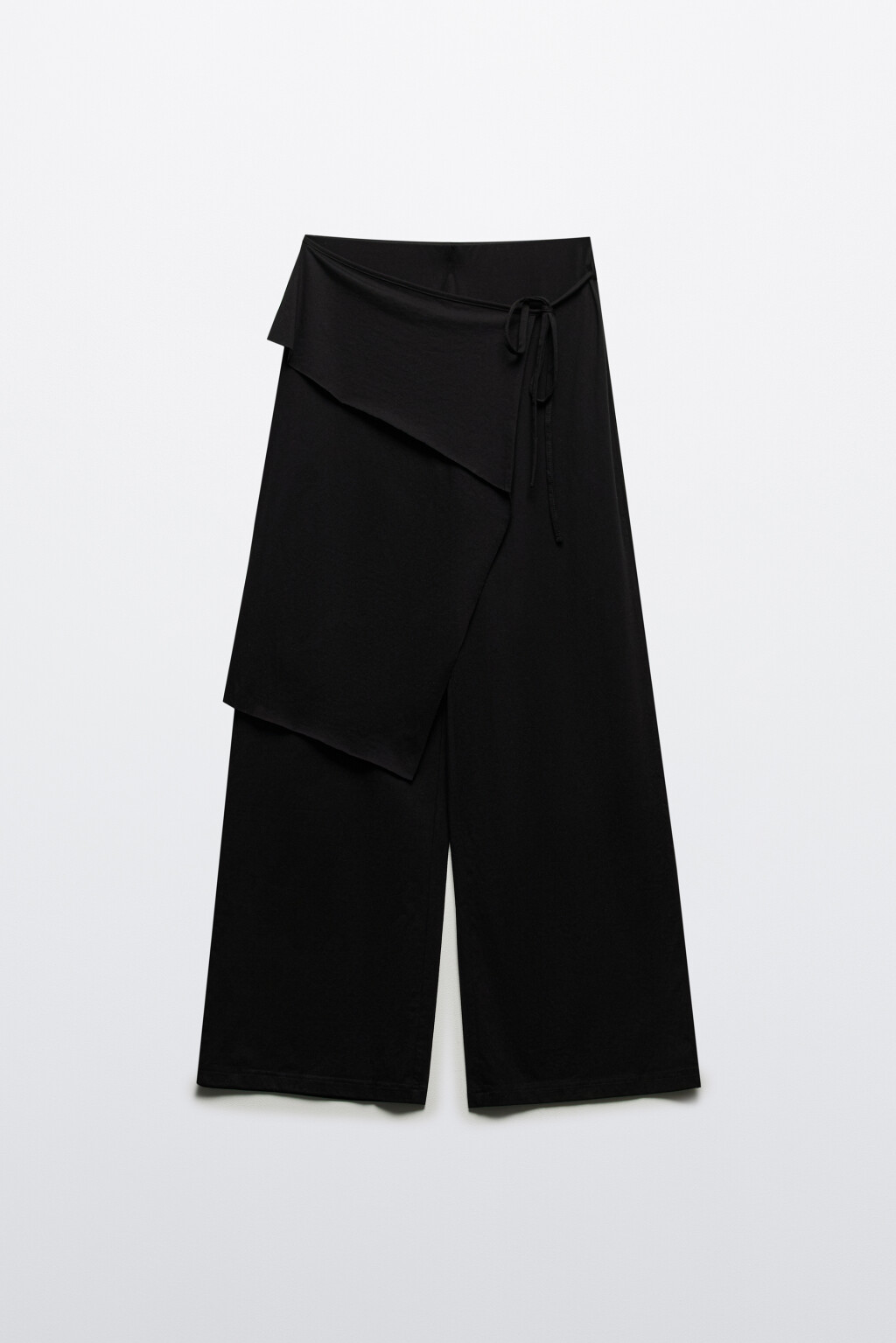 Брюки широкие с баской на завязках - цвет черный - 7