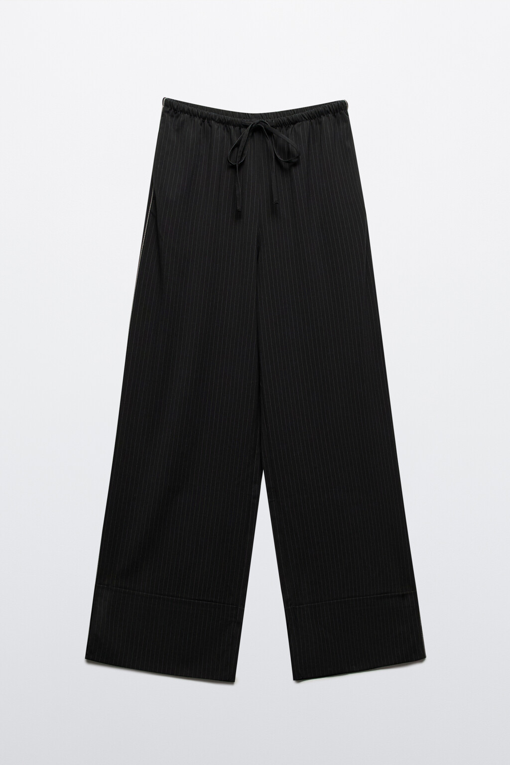 Брюки в полоску на завязках - цвет черный - 8