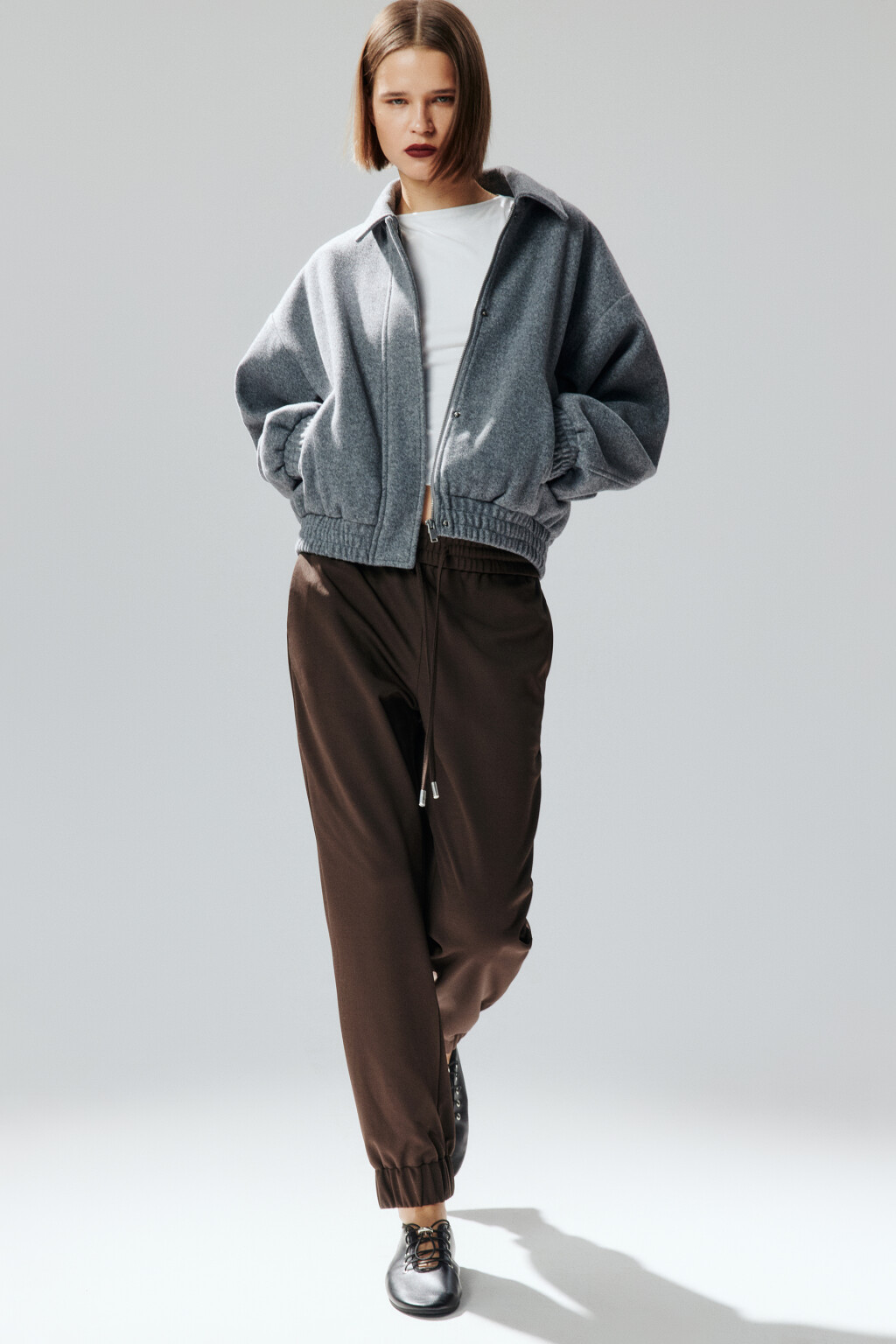 Брюки-джоггеры с завязками - цвет коричневый - 1