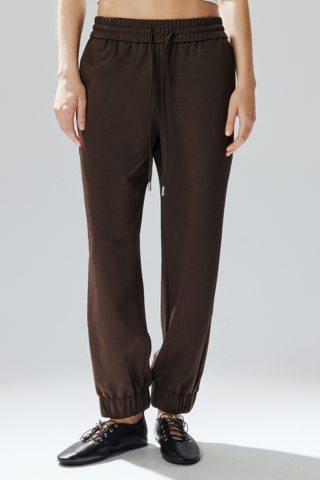 Брюки-джоггеры с завязками - цвет коричневый - 3