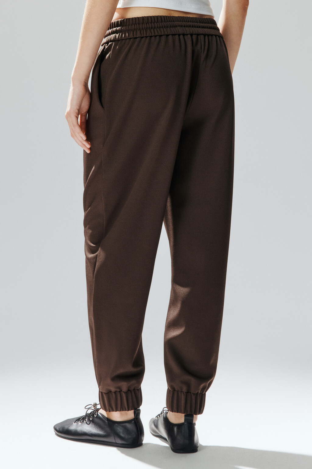 Брюки-джоггеры с завязками - цвет коричневый - 4