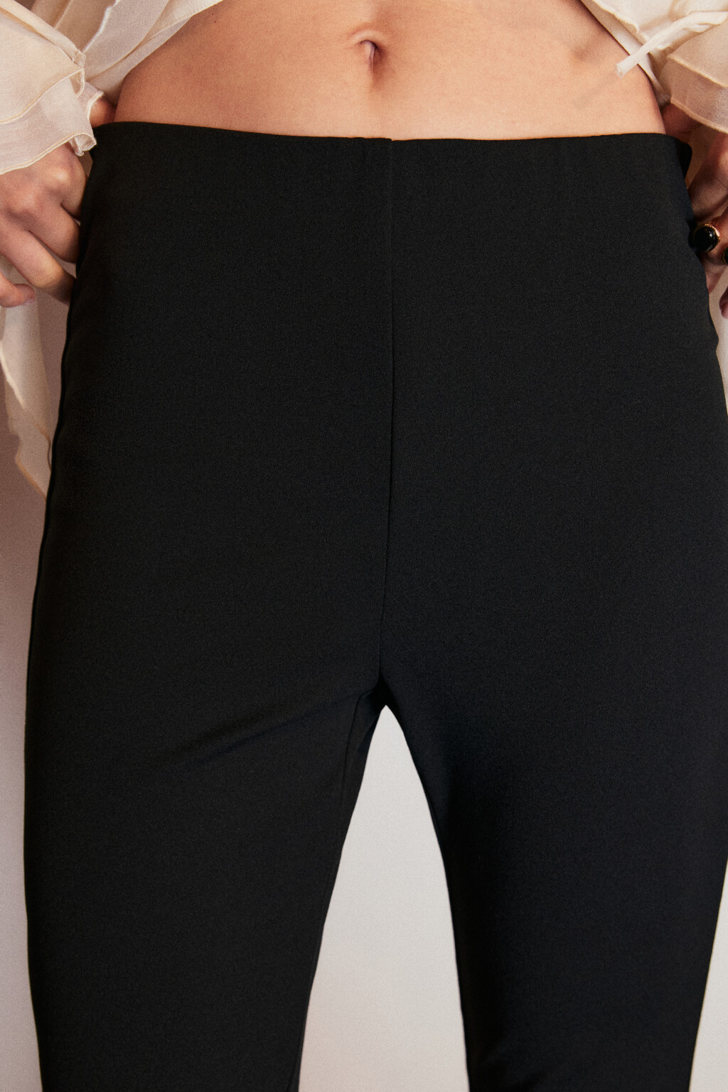 Брюки клеш с высокой посадкой - цвет черный - 5