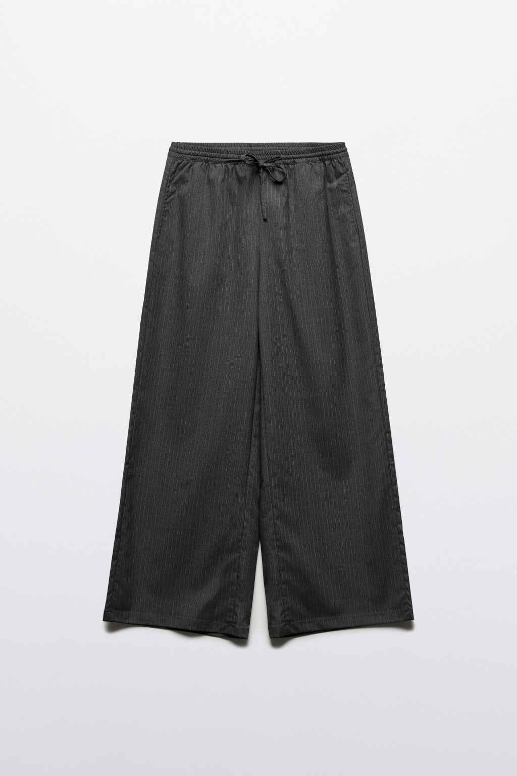 Брюки костюмные с поясом на завязках - цвет серый - 9