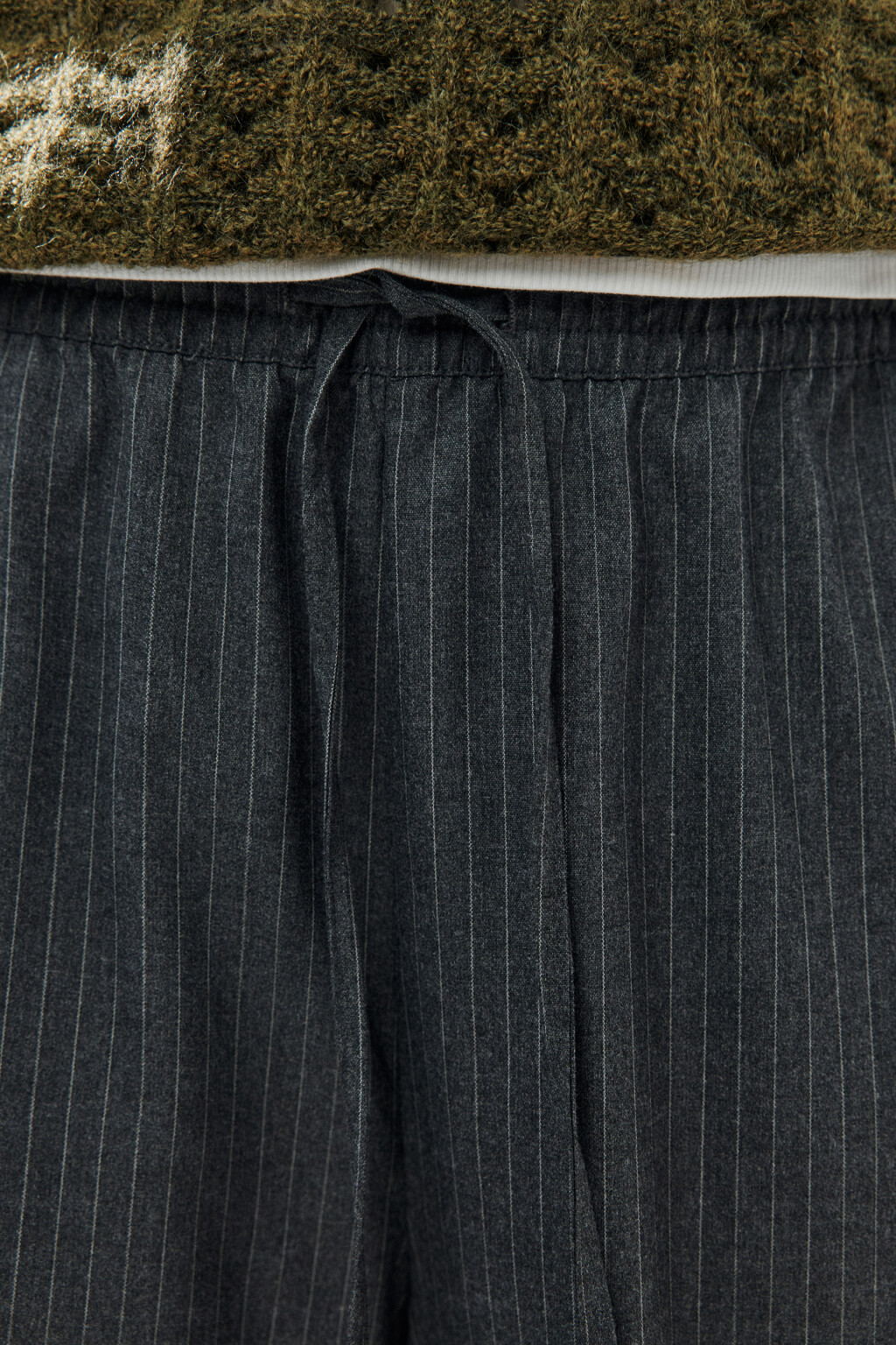 Брюки широкие в полоску - цвет серый - 6