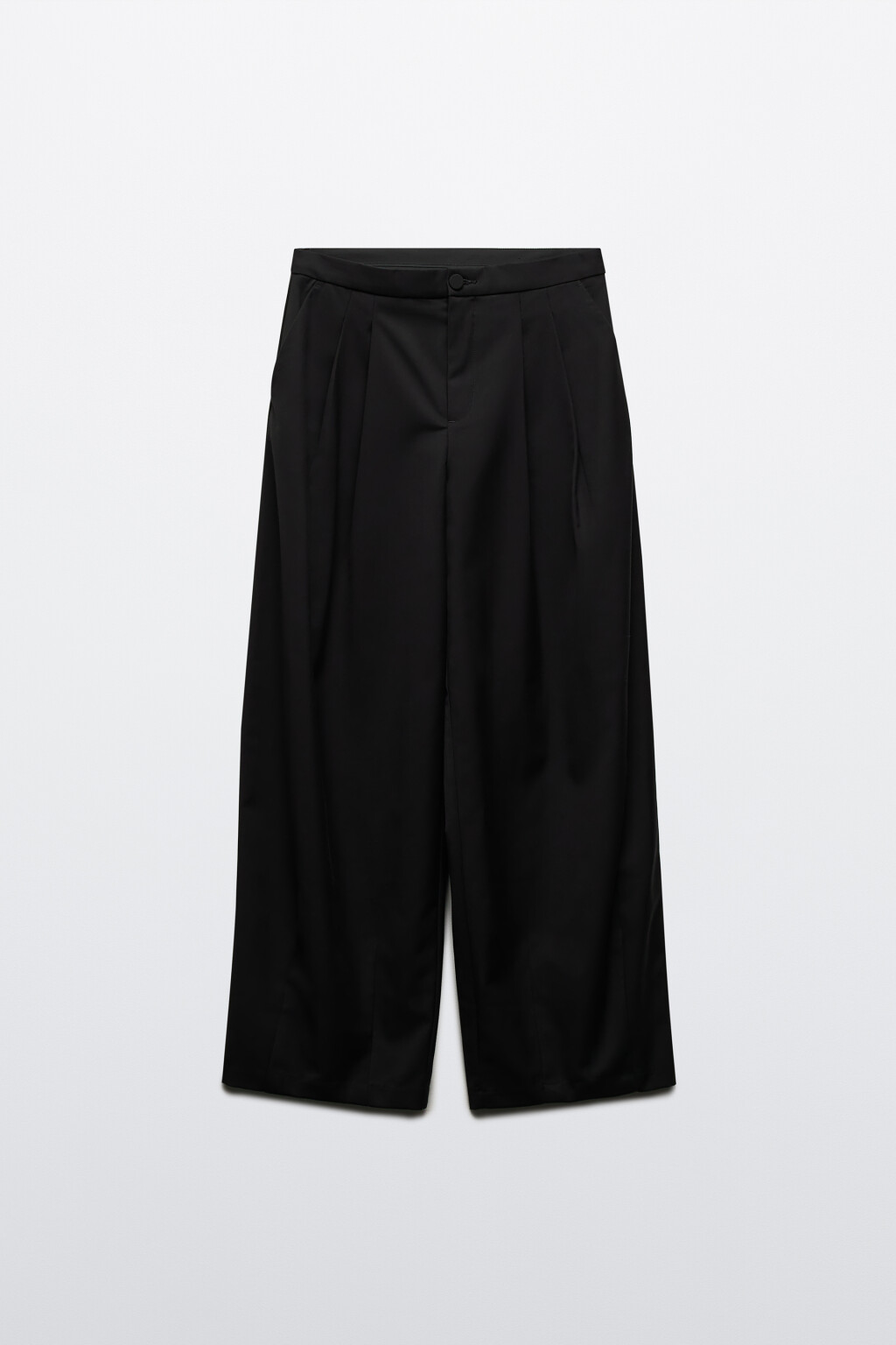 Брюки-бананы костюмные со складками - цвет черный - 9