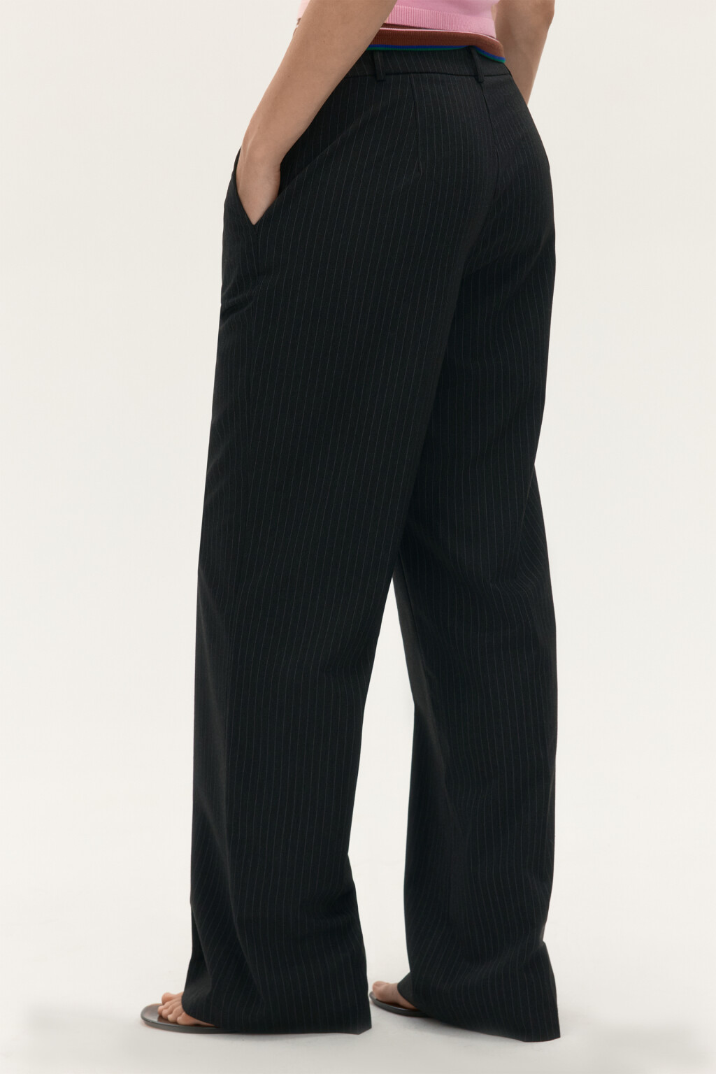 Брюки костюмные с высокой посадкой - цвет серый - 11