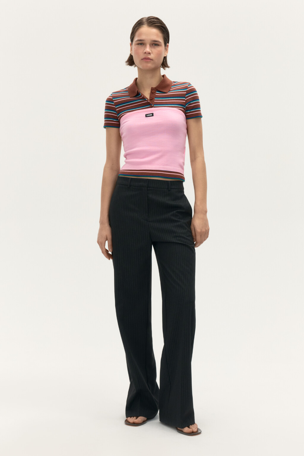 Брюки костюмные с высокой посадкой - цвет серый - 12