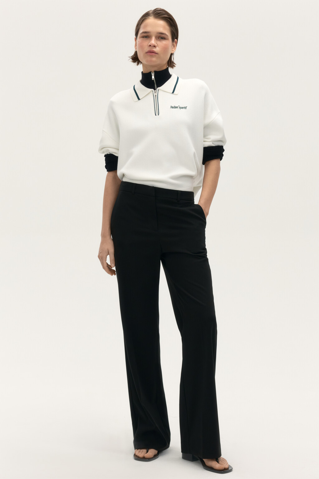 Брюки костюмные с высокой посадкой - цвет черный - 8