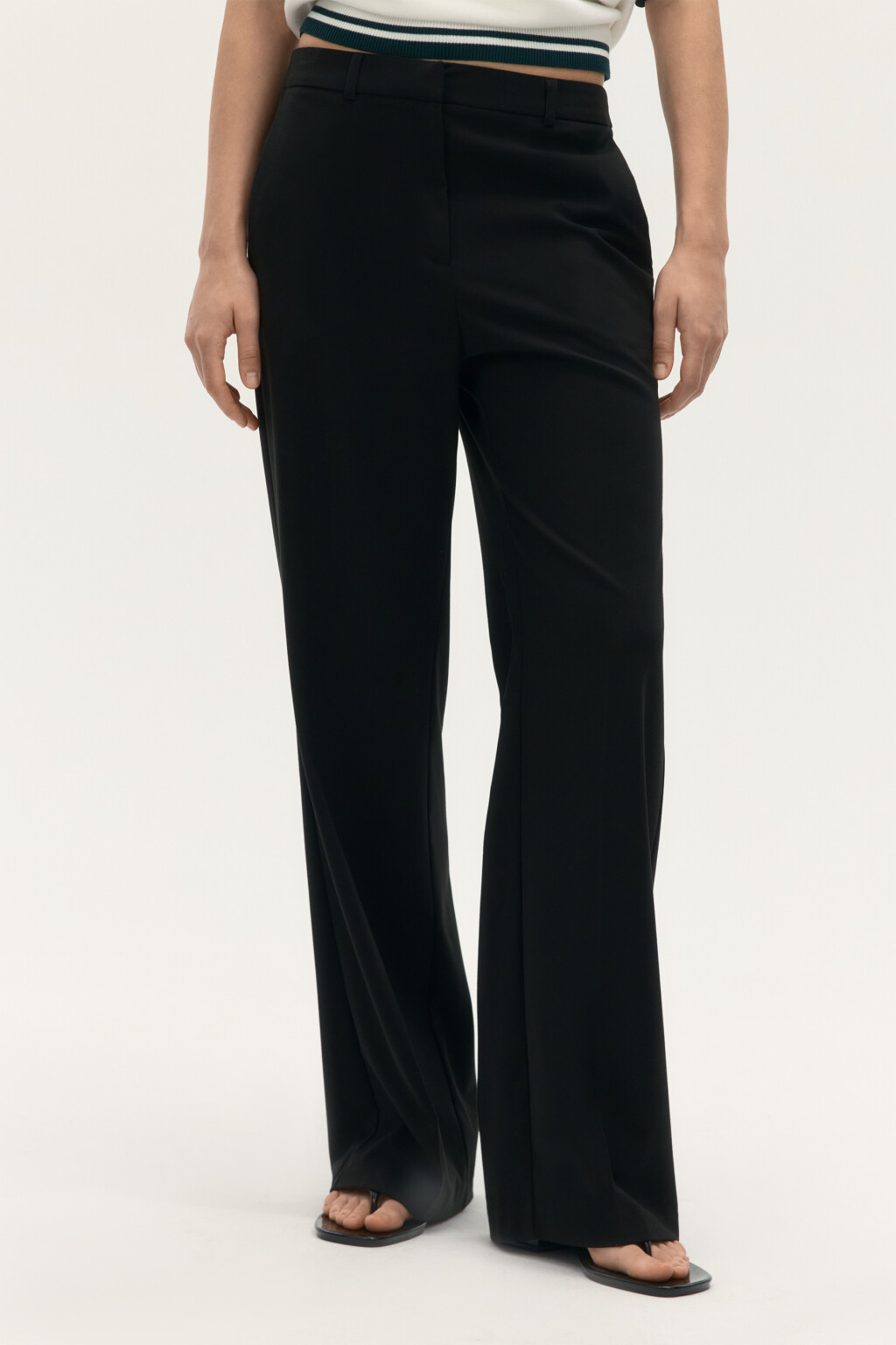 Брюки костюмные с высокой посадкой - цвет черный - 2