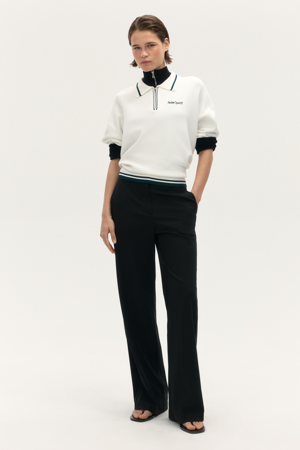 Брюки костюмные с высокой посадкой - цвет черный - 11