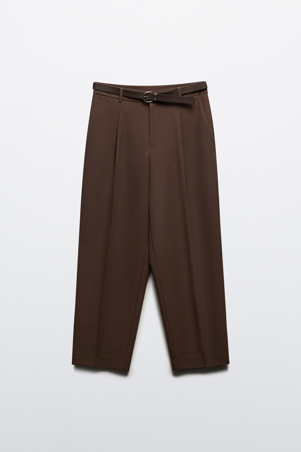 Брюки-бананы костюмные с ремнем - цвет коричневый - 7
