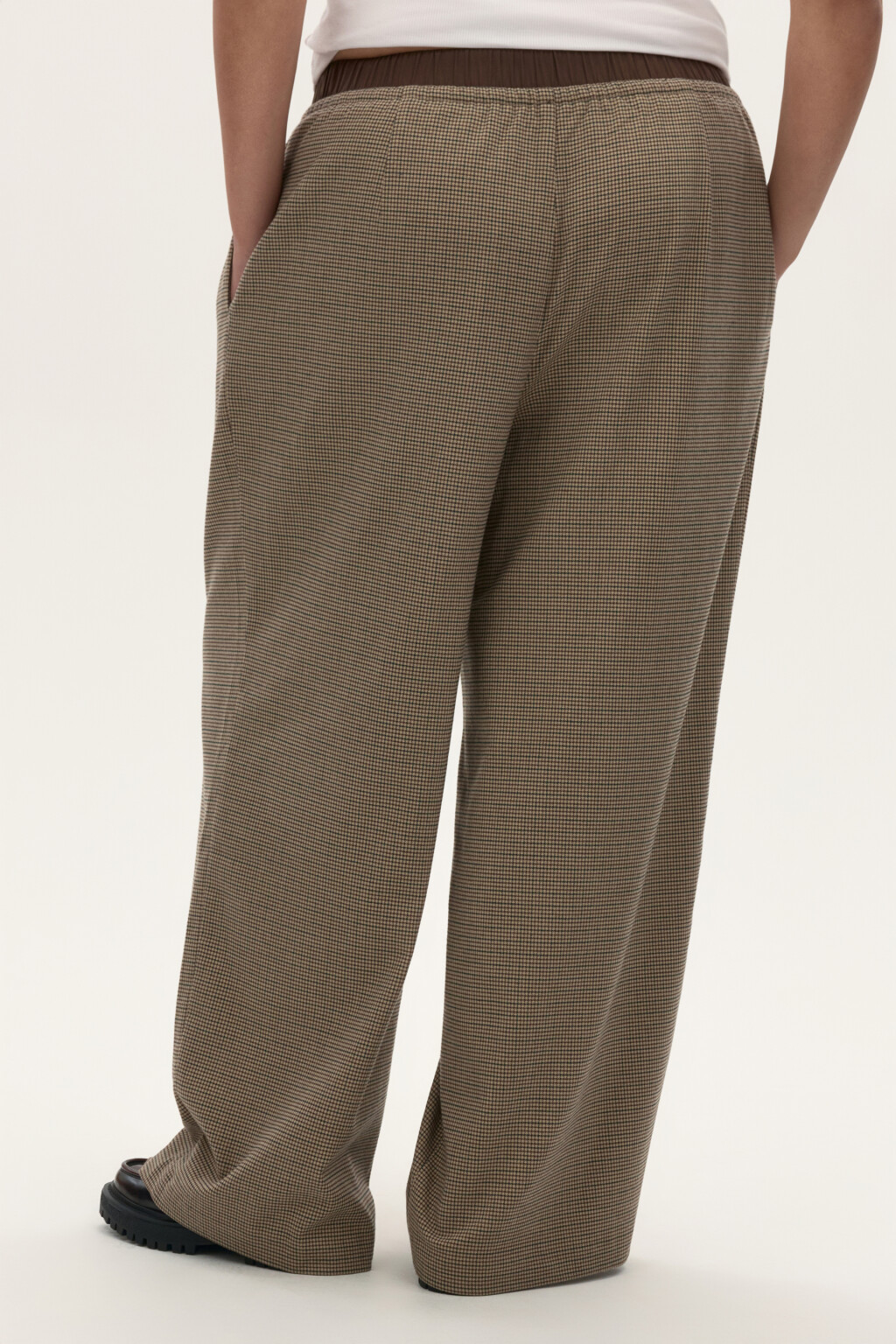 Брюки широкие костюмные в клетку - цвет бежевый - 5