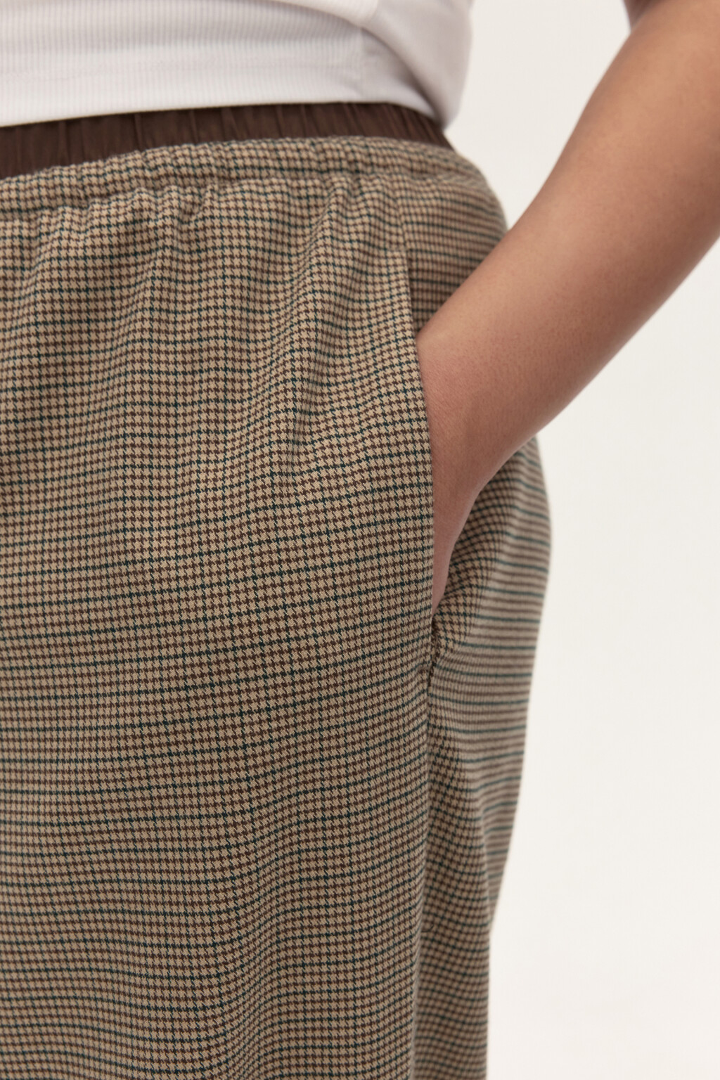 Брюки широкие костюмные в клетку - цвет бежевый - 8