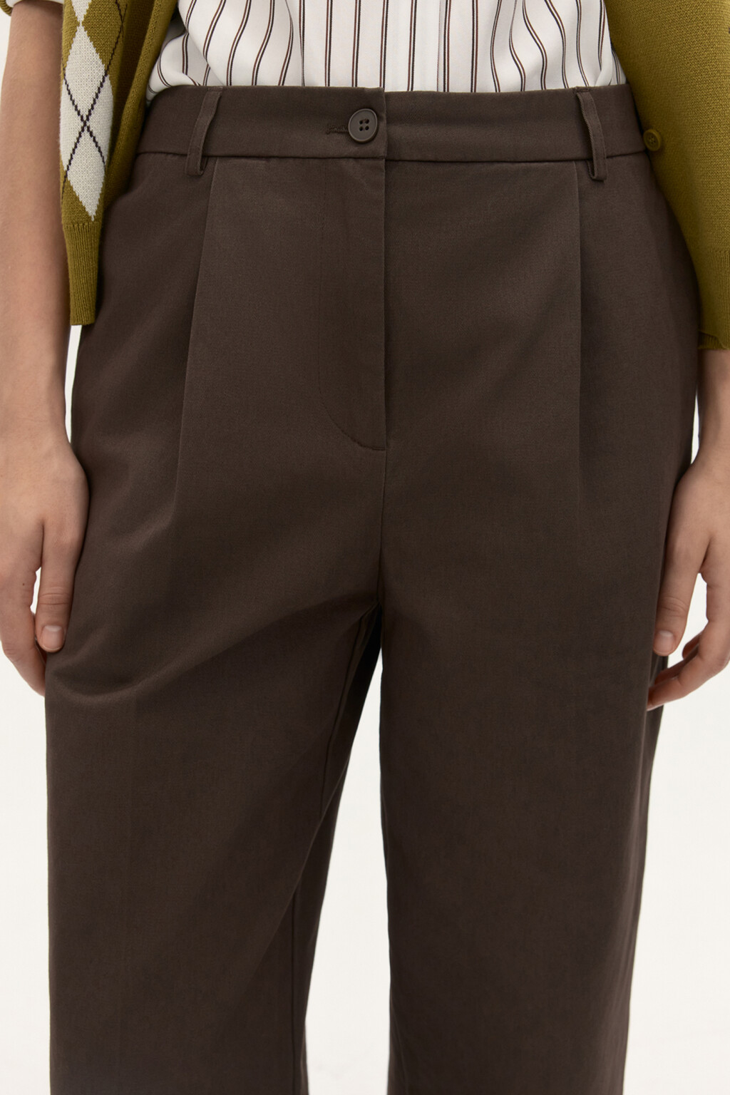 Брюки barrel fit со стрелками - цвет коричневый - 6