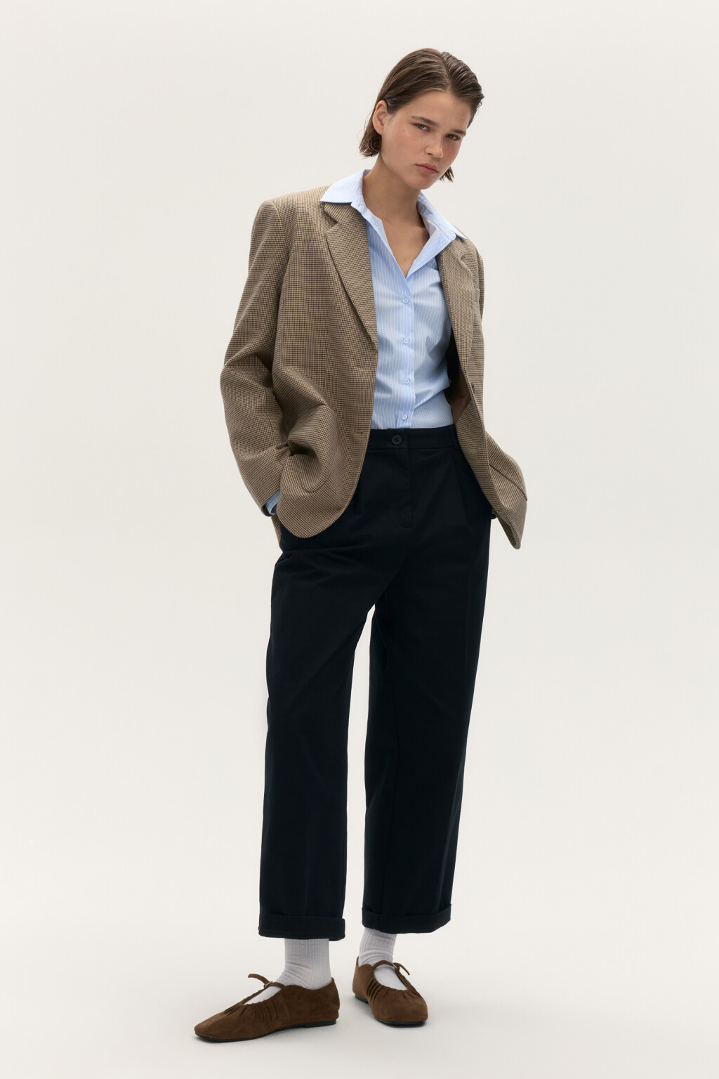 Брюки barrel fit со стрелками - цвет черный - 5