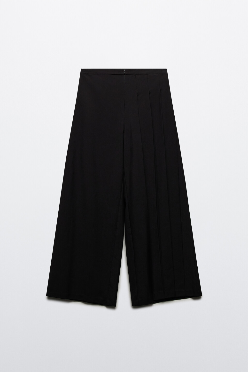 Брюки широкие костюмные с баской - цвет черный - 8