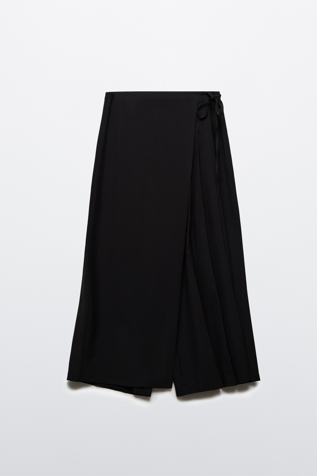 Брюки широкие костюмные с баской - цвет черный - 10