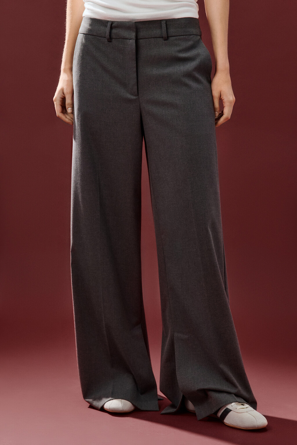 Брюки костюмные с разрезами - цвет серый - 3