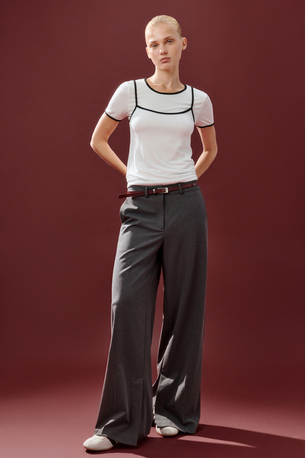 Брюки костюмные с разрезами - цвет серый - 5