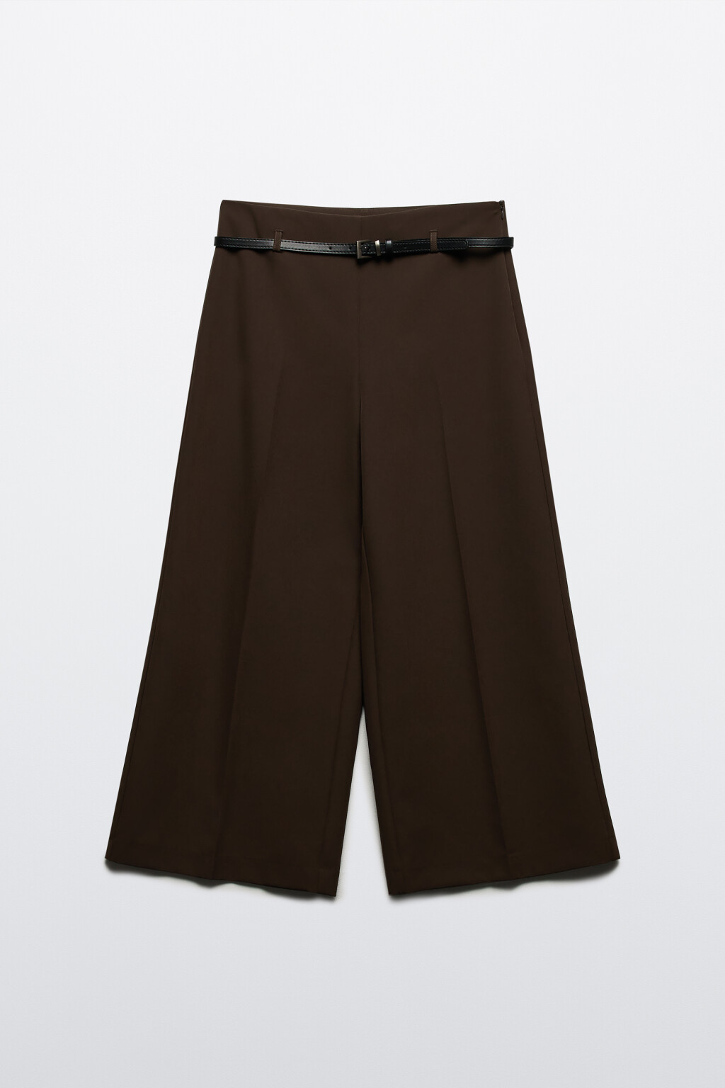 Брюки-кюлоты костюмные с ремнем - цвет коричневый - 7