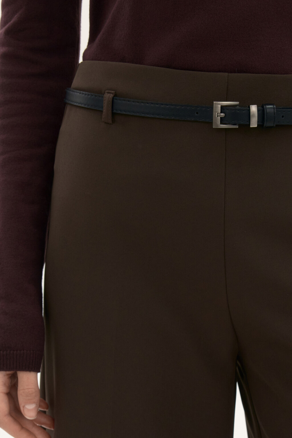 Брюки-кюлоты костюмные с ремнем - цвет коричневый - 6