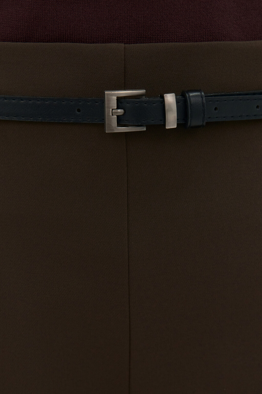 Брюки-кюлоты костюмные с ремнем - цвет коричневый - 8