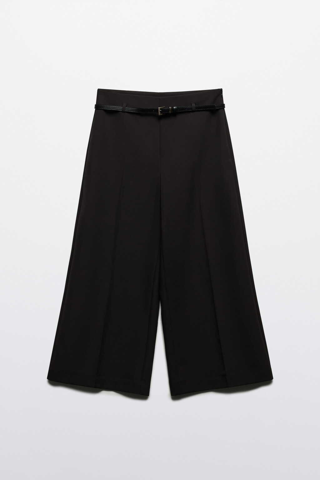 Брюки-кюлоты костюмные с ремнем - цвет черный - 7