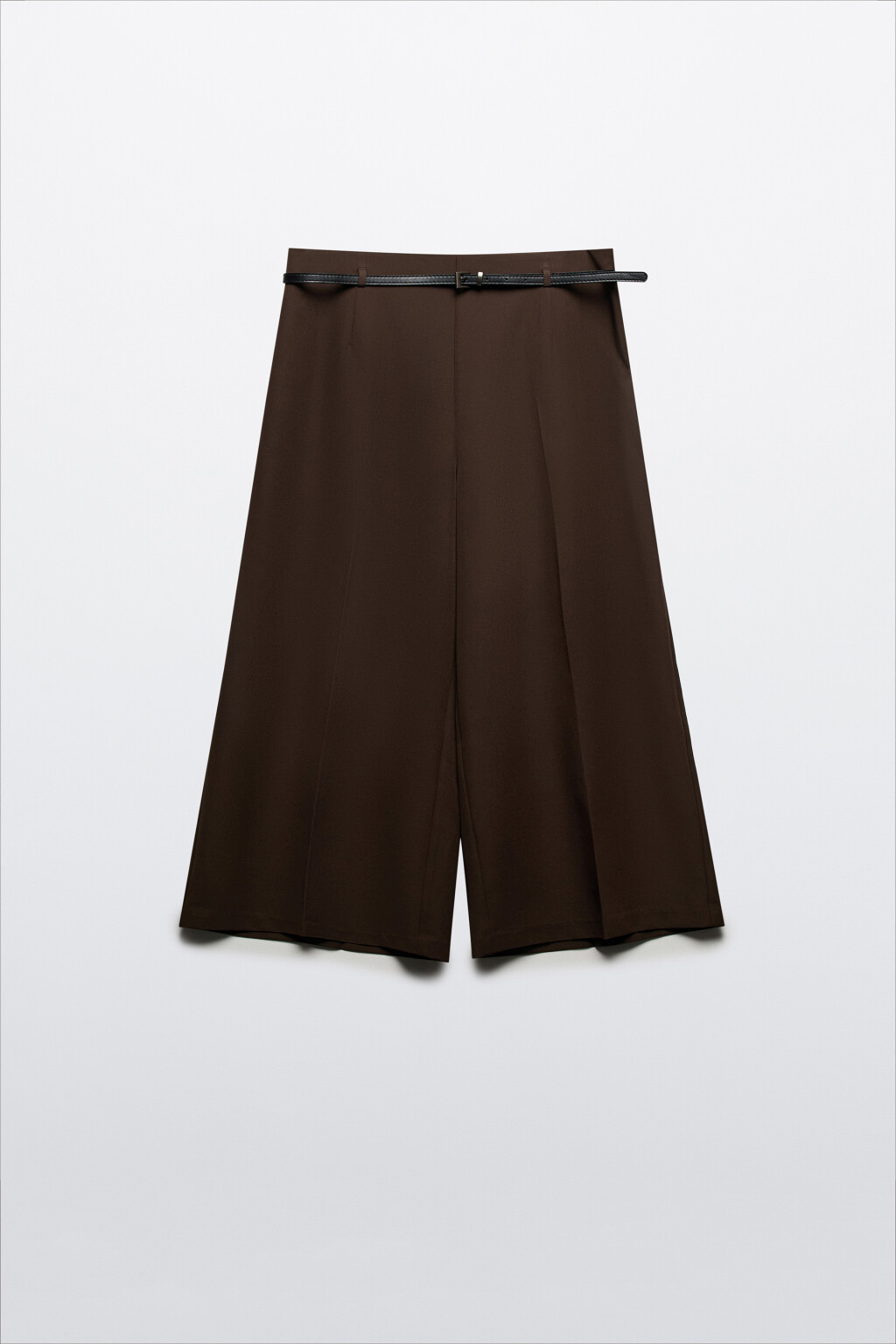 Брюки-кюлоты костюмные с ремнем - цвет коричневый - 8