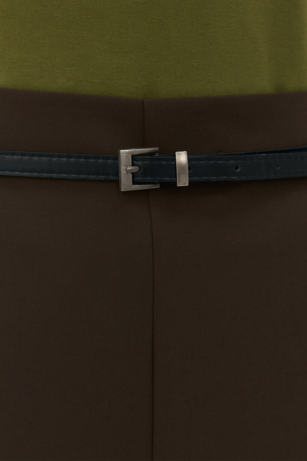 Брюки-кюлоты костюмные с ремнем - цвет коричневый - 13