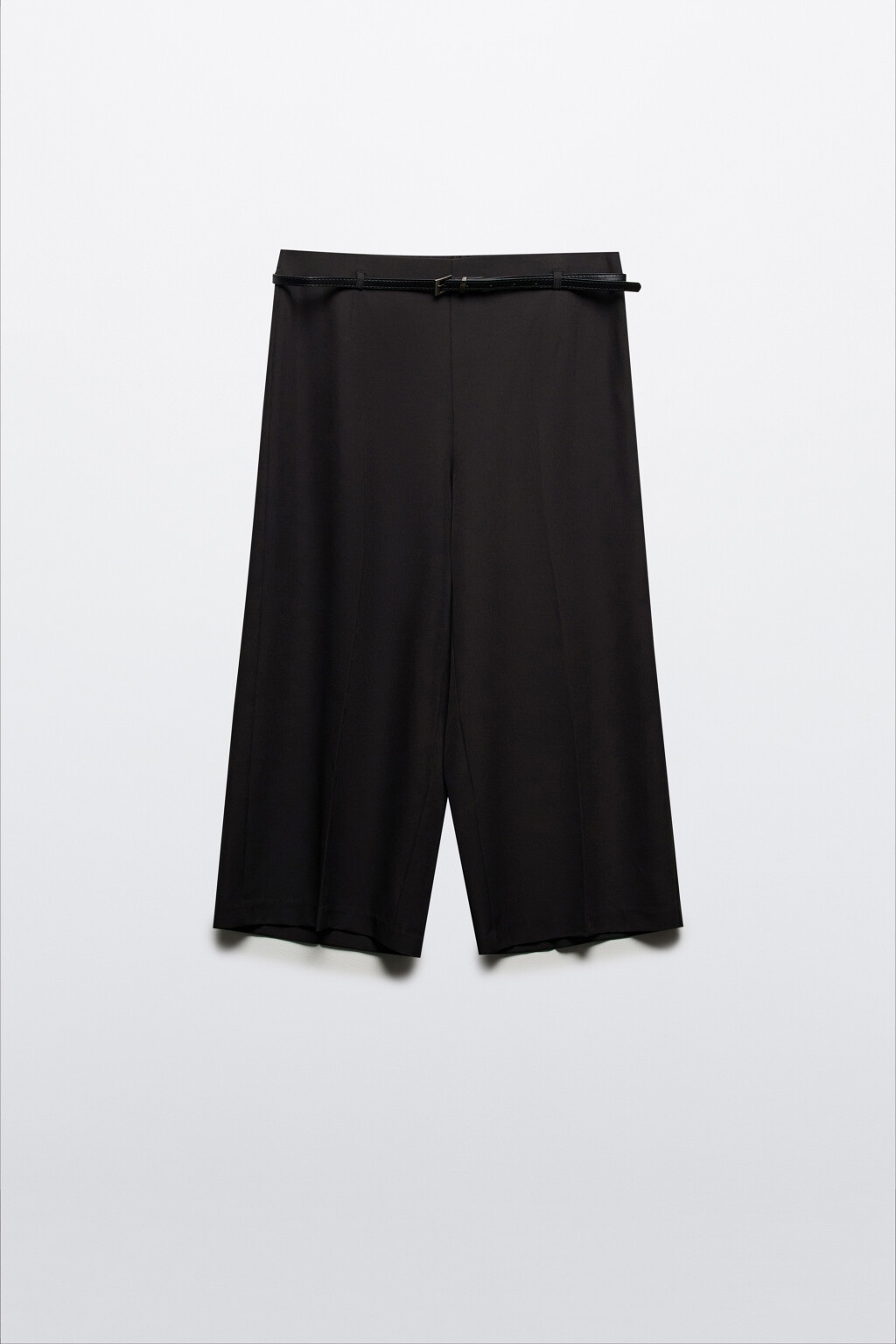 Брюки-кюлоты костюмные с ремнем - цвет черный - 7