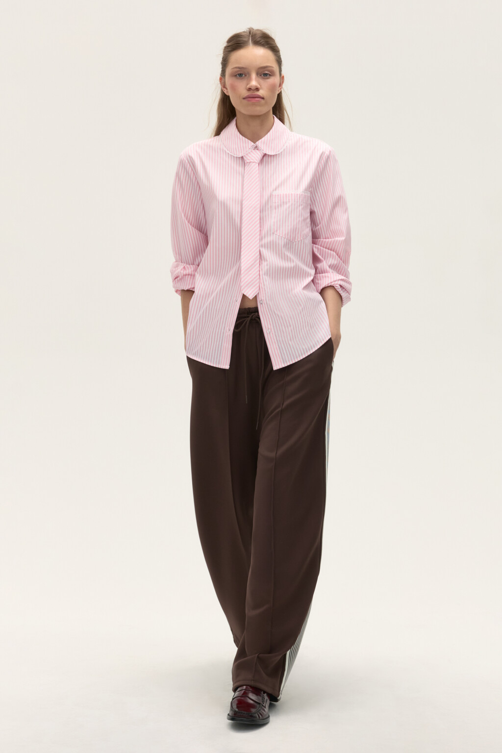 Брюки широкие с лампасами - цвет коричневый - 2