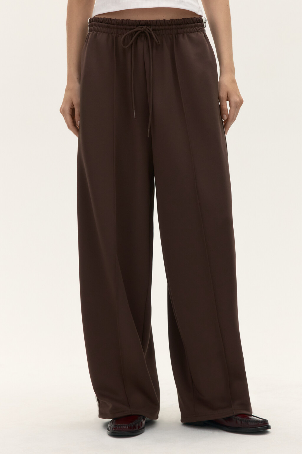 Брюки широкие с лампасами - цвет коричневый - 3