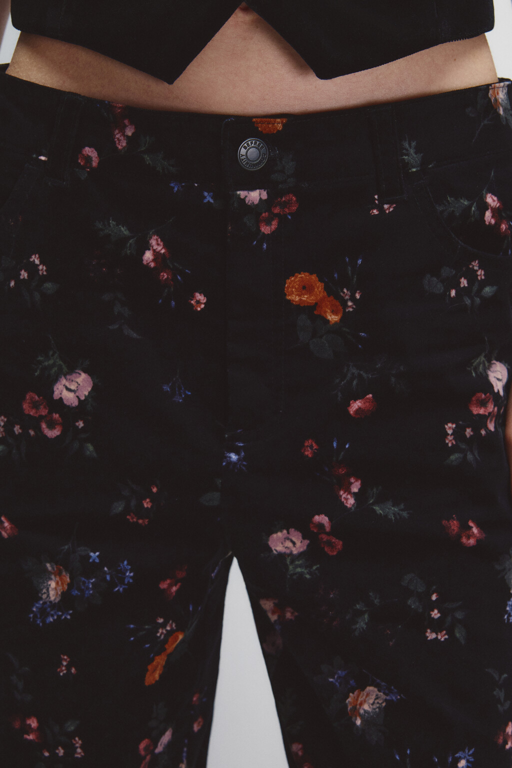 Брюки бархатные с цветочным принтом - цвет мультиколор - 6