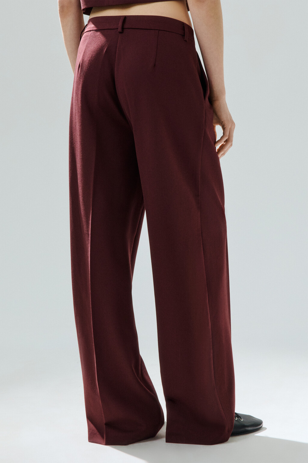 Брюки костюмные с низкой посадкой - цвет бордовый - 3