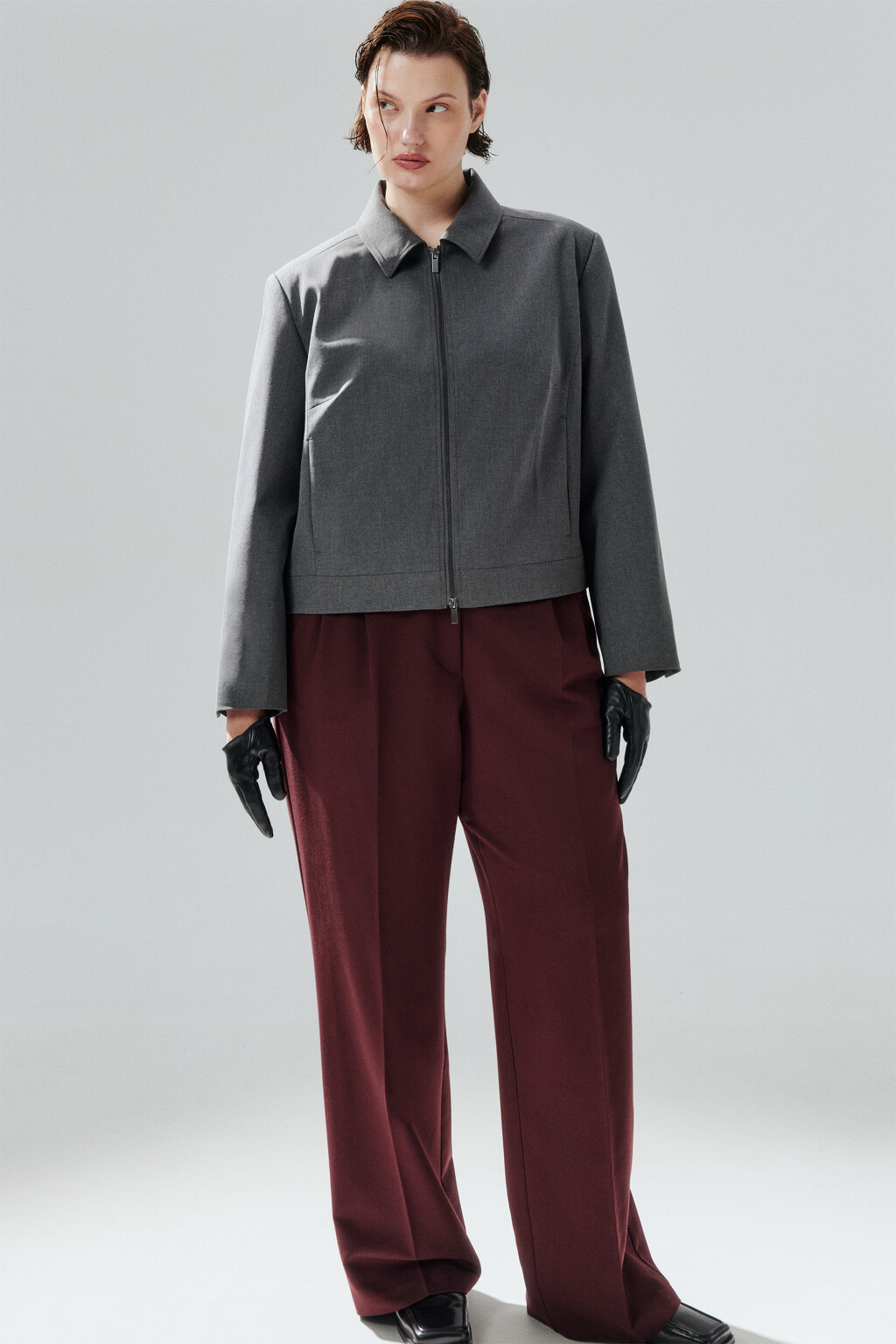 Брюки костюмные с низкой посадкой - цвет бордовый - 1